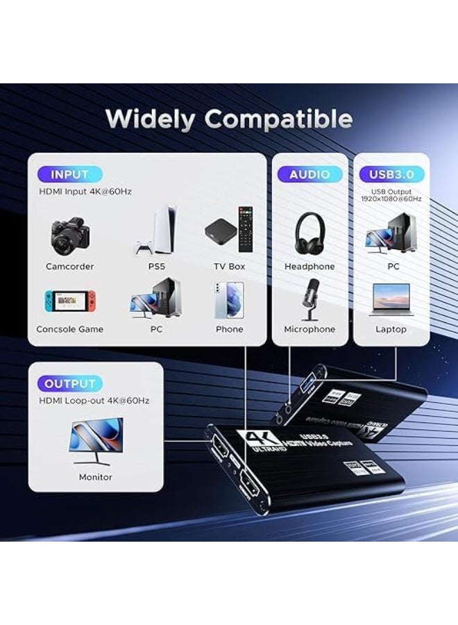 4K HDMI to USB 3.0 Video Capture Card - 1080P 60FPS Game & Screen Capture Device for Live Streaming - Image 5